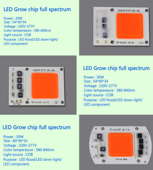 Portable 50W AC220V LED Grow Chip with Full Spectrum 380nm-840nm for Indoor LED Grow Light