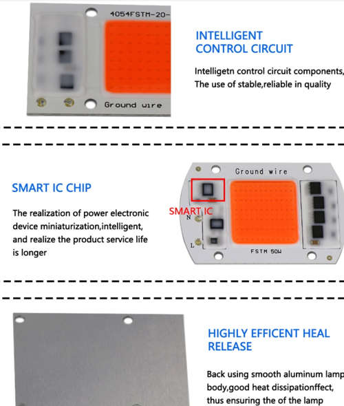 Portable 50W AC220V LED Grow Chip with Full Spectrum 380nm-840nm for Indoor LED Grow Light