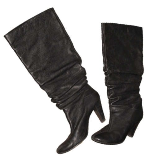 STUNNING!!!  Slouch Black Leather Boots Size 7
