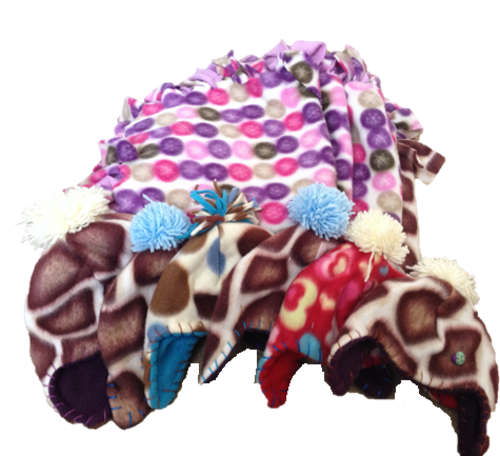 **JOB LOT FLEECE** 6 X HATS 3 X BLANKETS Assorted Colours