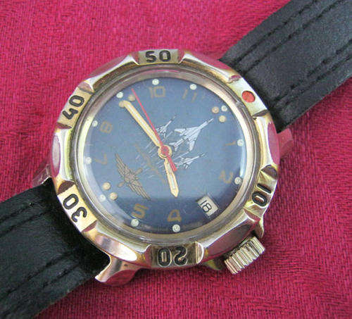 Soviet Airforce military mens vintage wrist watch KOMANDIRSKIE VOSTOK with band*reduced price