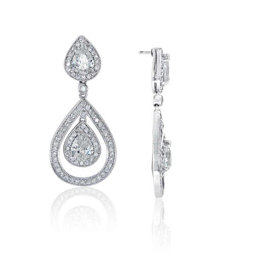 Chic Triple Teardrop CZ Earrings