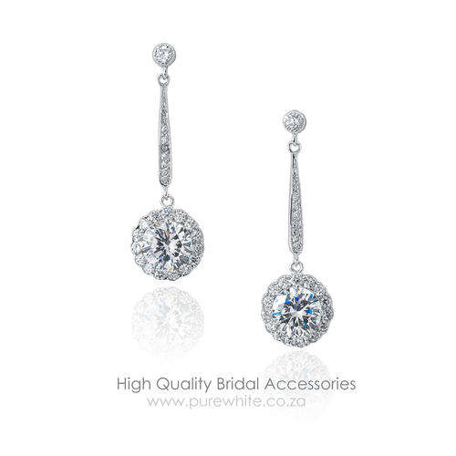 Delicate Drop Bridal Earrings with Cubic Zirconia - Lead & Nickel Free