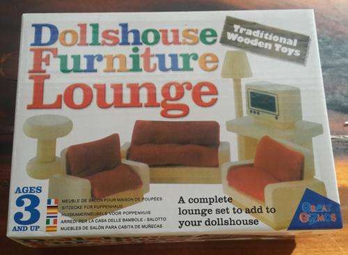 DOLLHOUSE FURNITURE LOUNGE WOODEN SET 4 ON AUCTION!!!