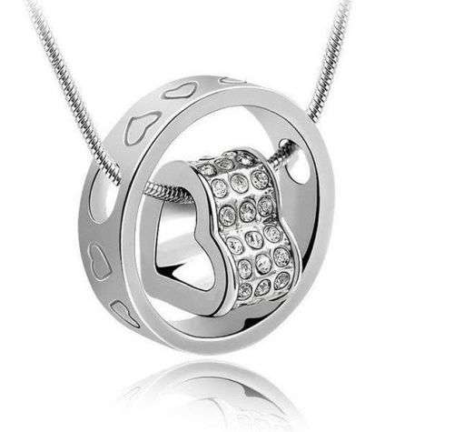 Swarovski Crystal Heart in Circle Pendant - LAST ONE LEFT