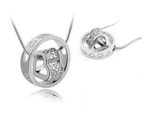 Swarovski Crystal Heart in Circle Pendant - LAST ONE LEFT