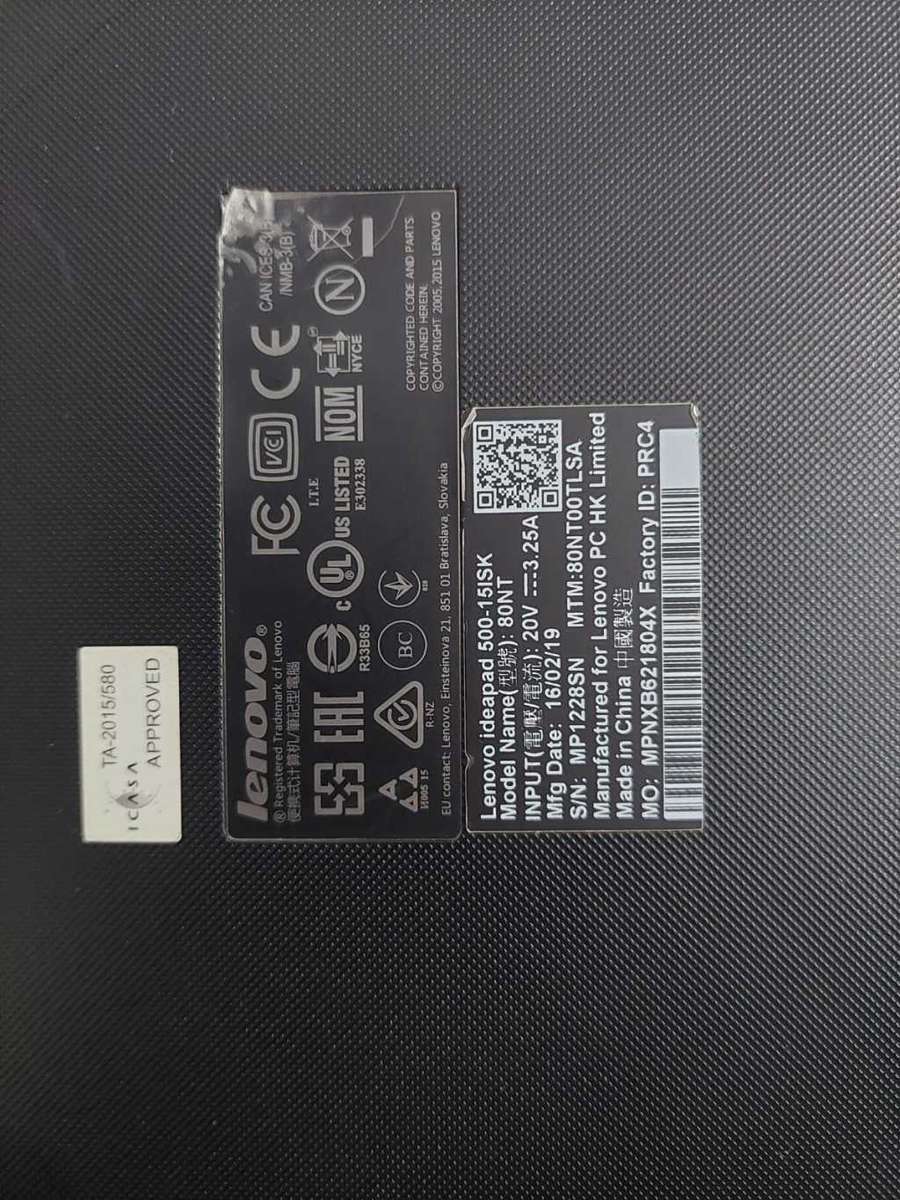 Lenovo Ideapad 500-15ISK*i7-6500U*8GB RAM*512GB HDD*15.6 Screen *Need new battery*