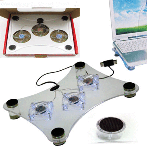 Blue LED light 3-Fan Notebook Cooling Pad Superior quality