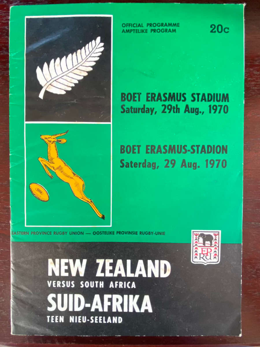 1970 South Africa vs New Zealand 3rd test rugby matchday programme