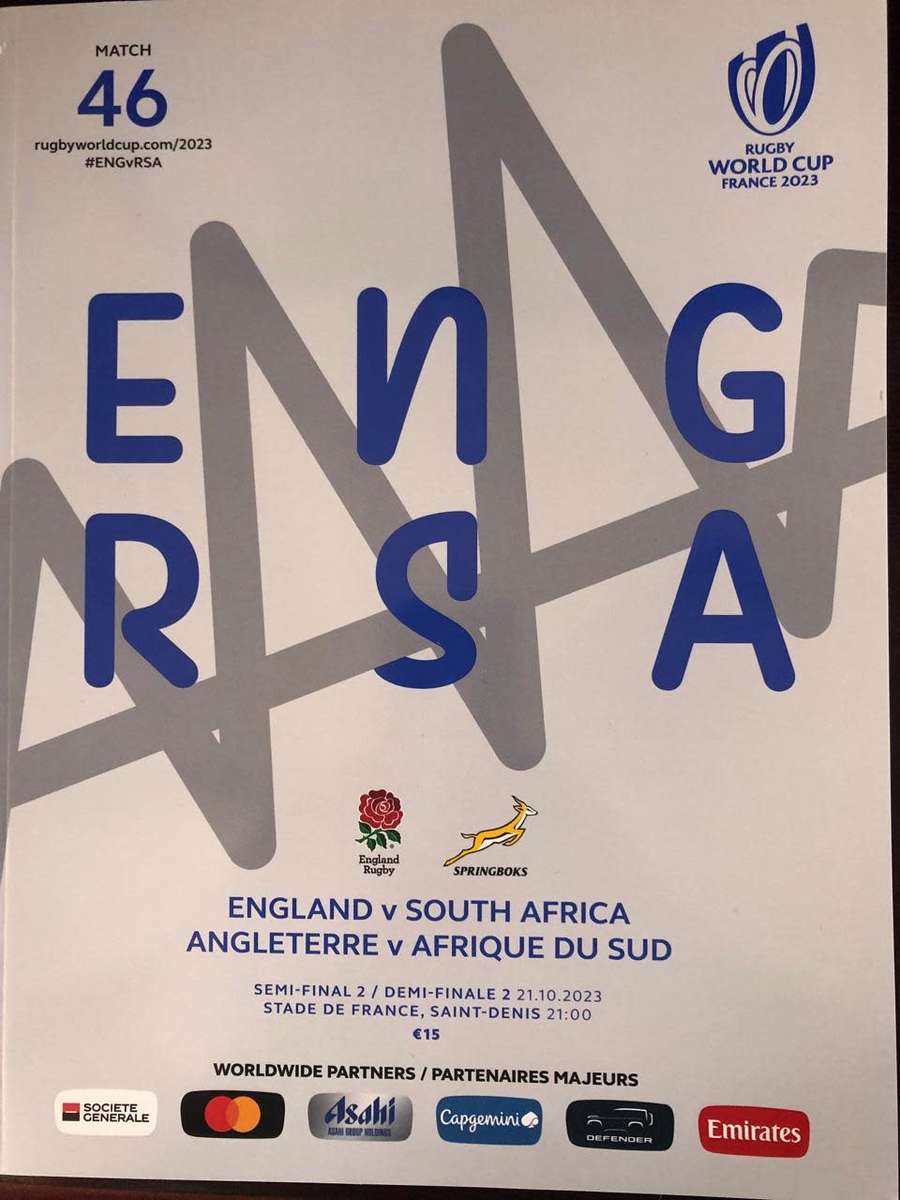 RWC 2023 England vs SA rugby matchday programme (Semi Final)