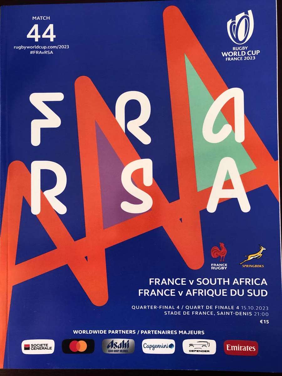 RWC 2023 France vs SA rugby matchday programme (Quarter Final)