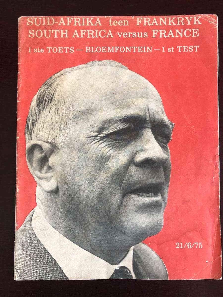 1975 South Africa vs France test Rugby matchday programme