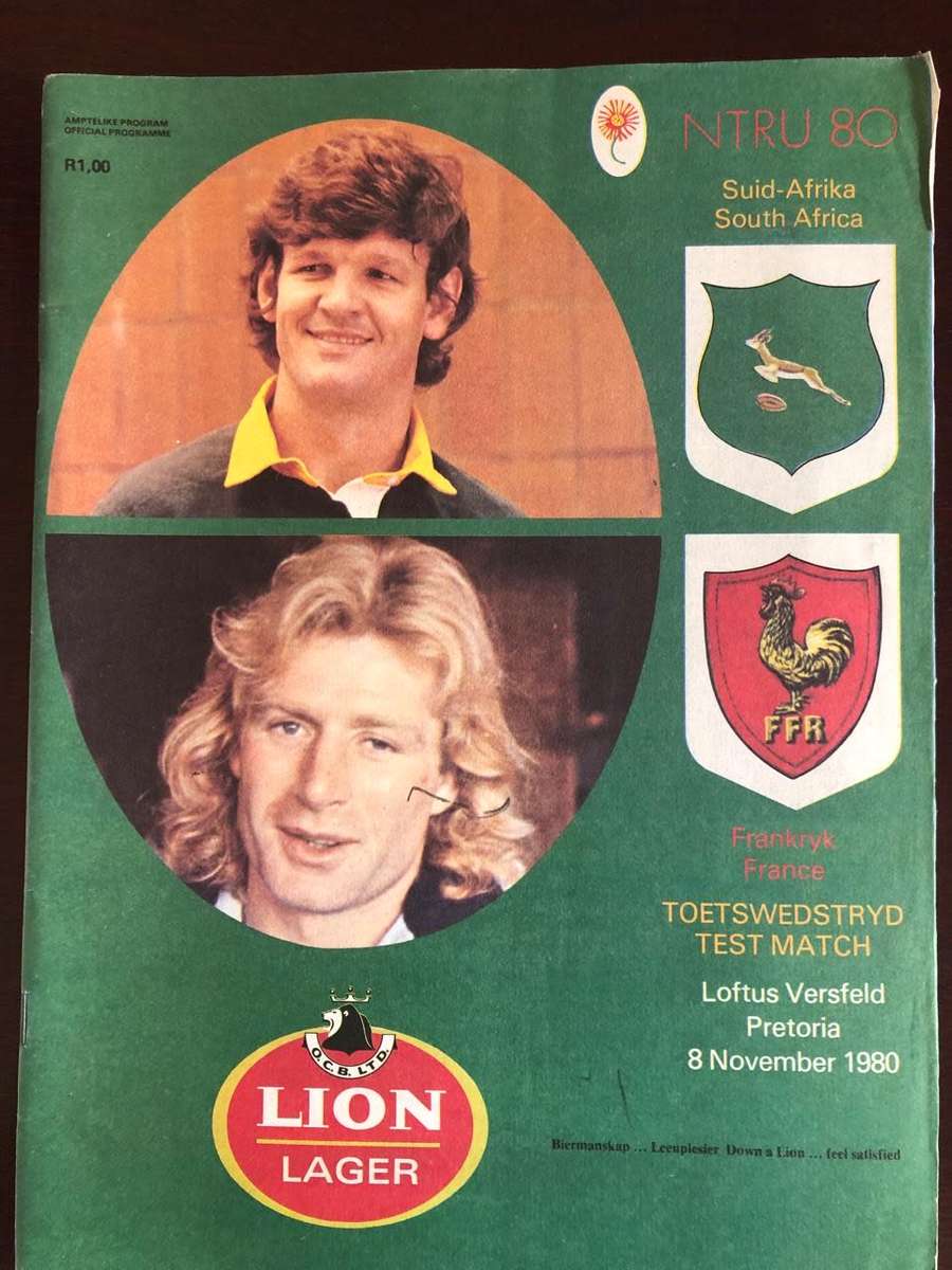 1980 South Africa vs France test Rugby matchday programme