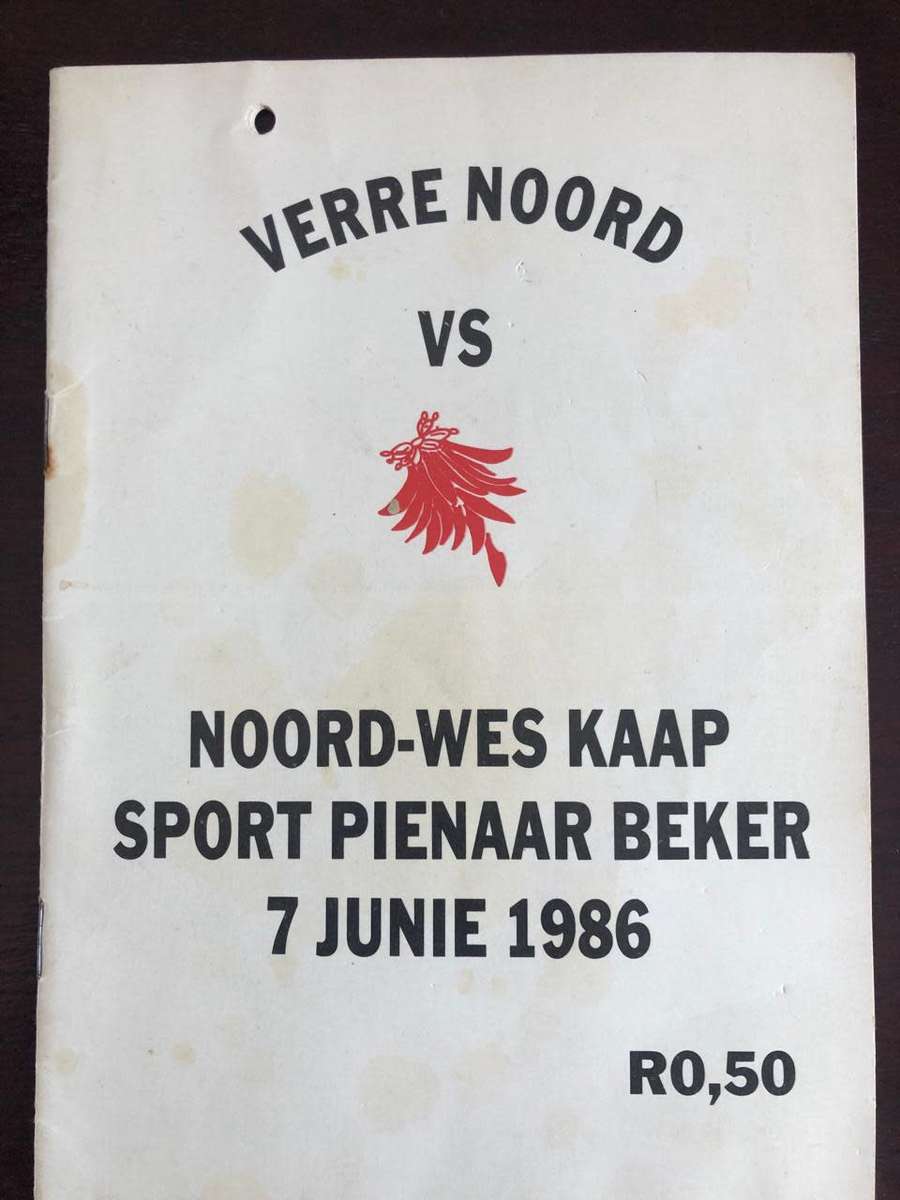 1986 Verre Noord vs Noord-Wes Kaap Sport Pienaar rugby match day programme (Rare)