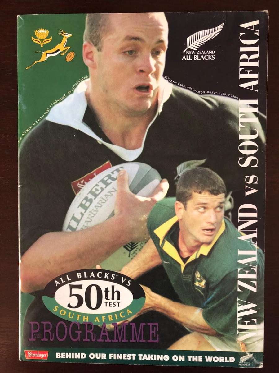 1998 New Zealand vs South Africa rugby test match day programme