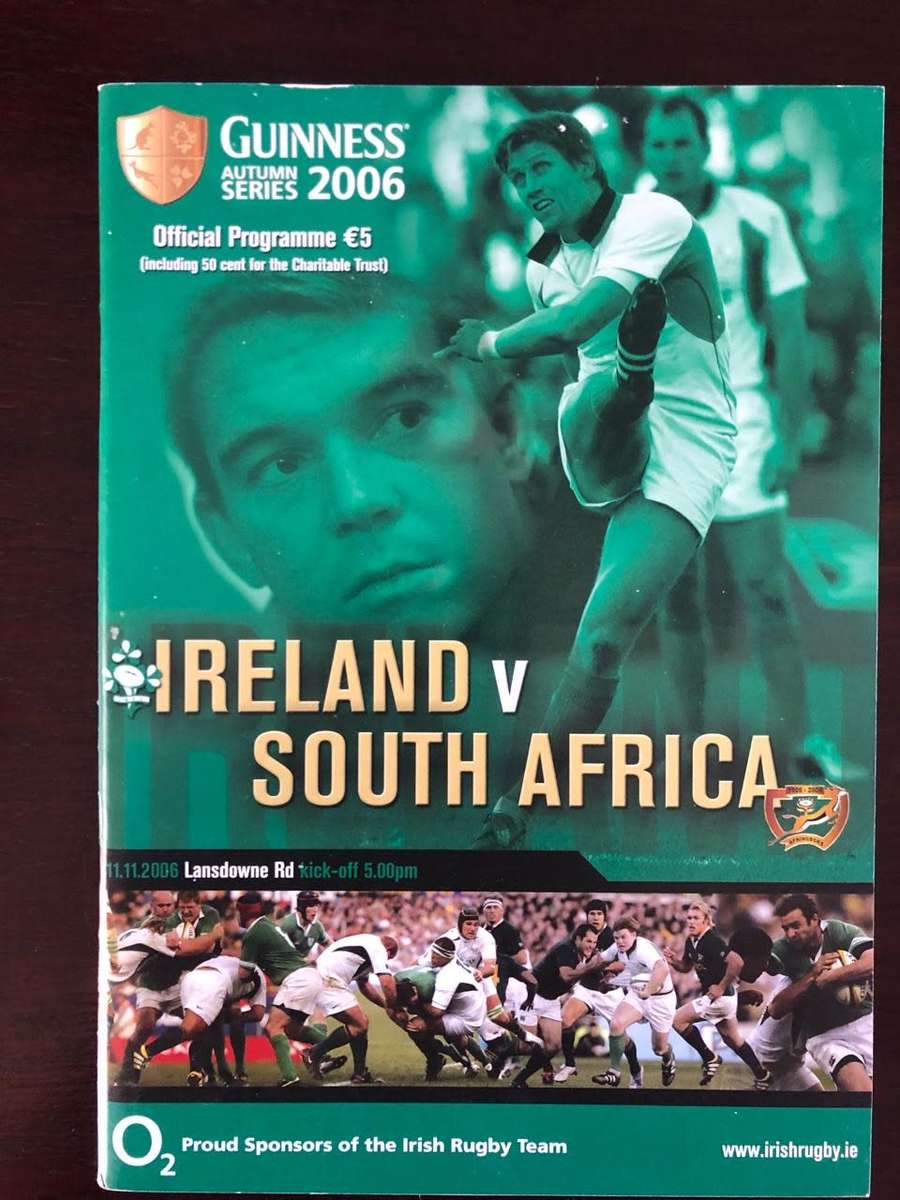 2006 Ireland vs South Africa rugby test match day programme