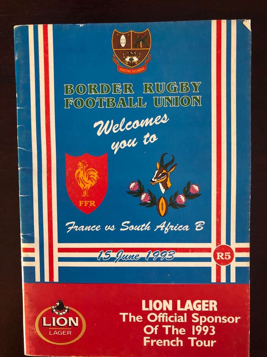 1993 South Africa B vs France rugby match day programme