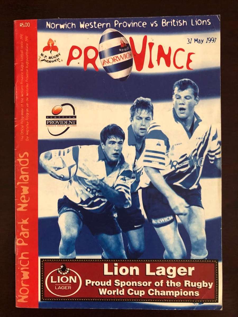 1997 Western Province vs British Lions rugby match day programme