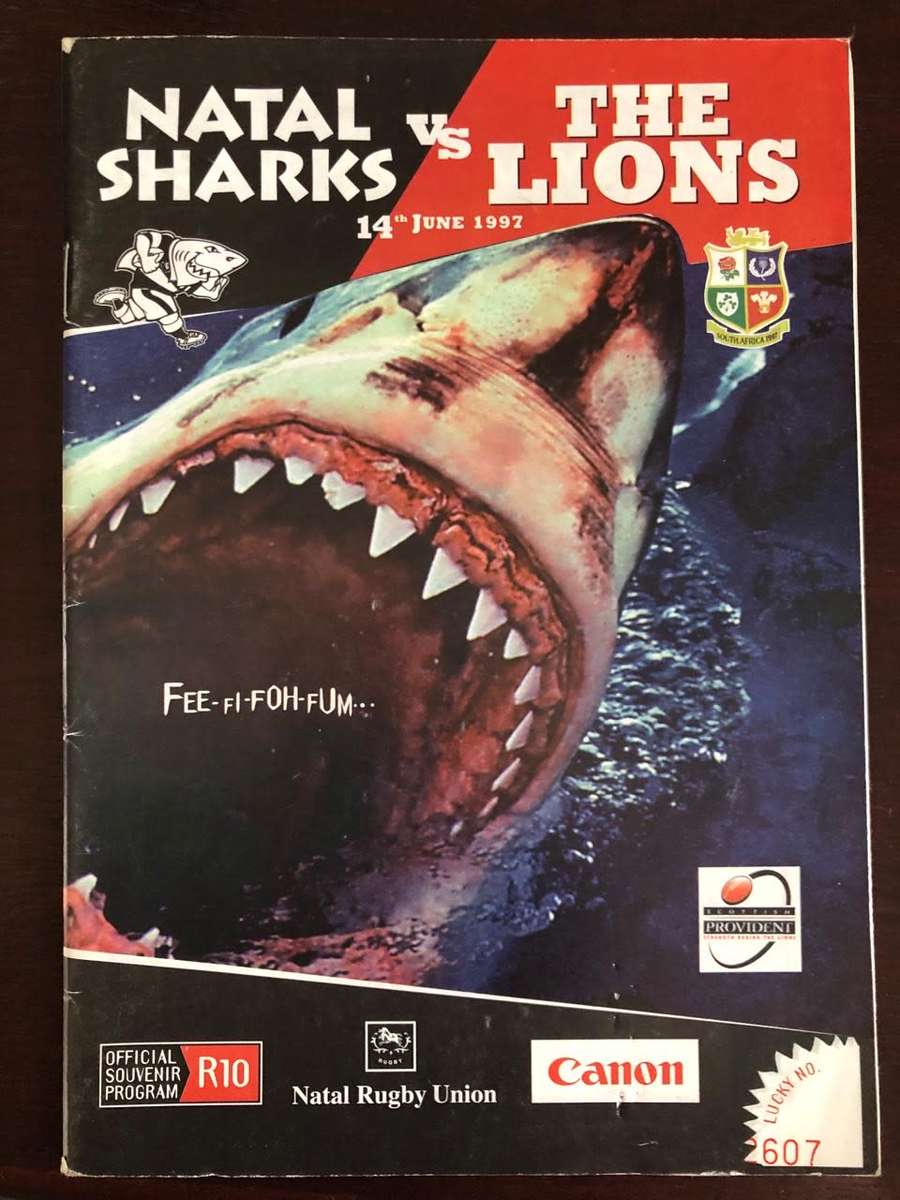 1997 Natal Sharks vs British Lions rugby match day programme