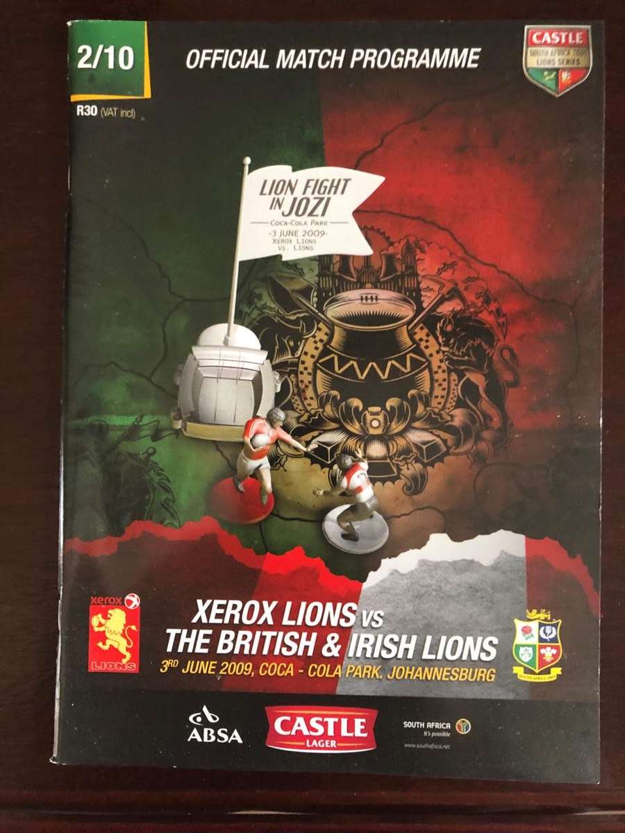 2009 Tvl Lions vs British Lions rugby match day programme
