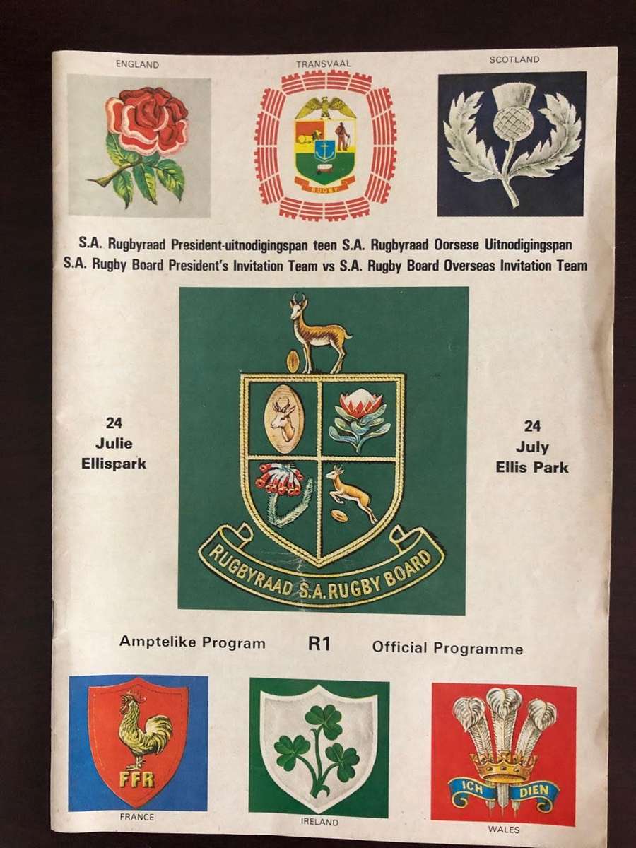 1982 South Africa Presidents XV vs World XV rugby match day programme