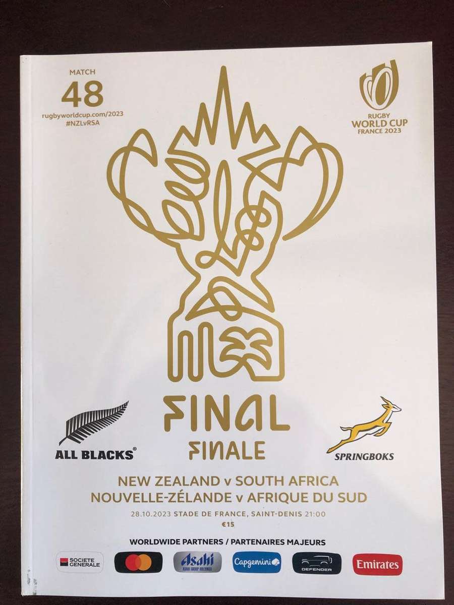 RWC 2023 FINAL SA vs New Zealand rugby matchday programme