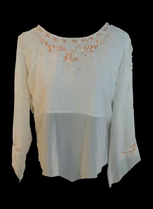 Ladies shirt, White, Medium, Cold shoulder, Embroidery detail