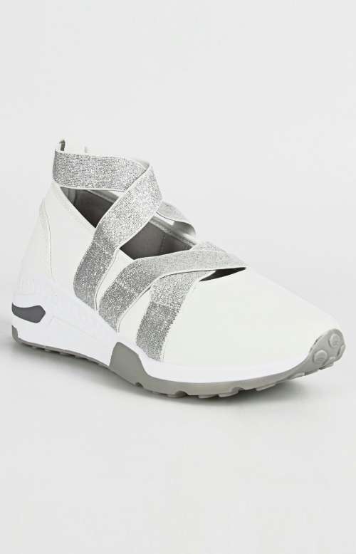 Ladies casual sneakers White-yellow