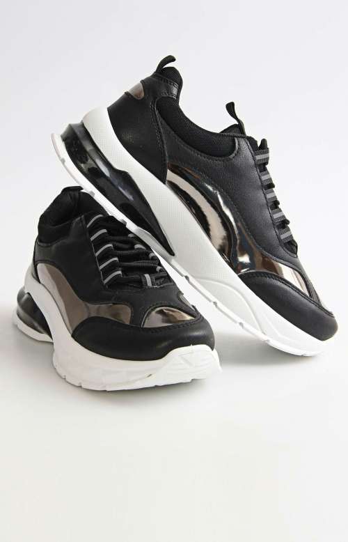 Ladies Casual Sneakers Black-Pewter