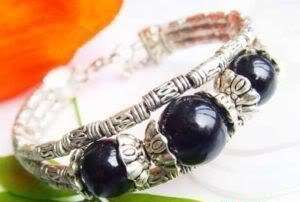 Tibet Silver Black Jade Bracelet