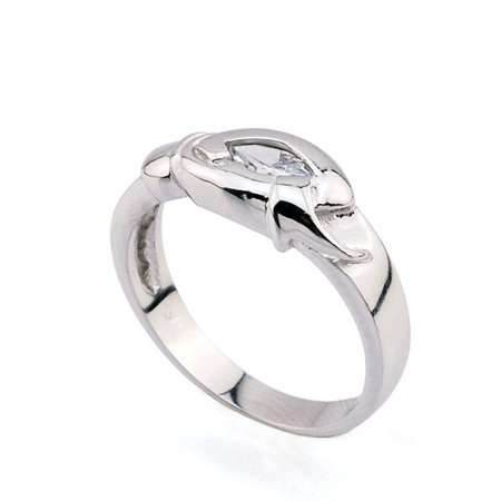 White 14k GP Horse Eye Shape Ring