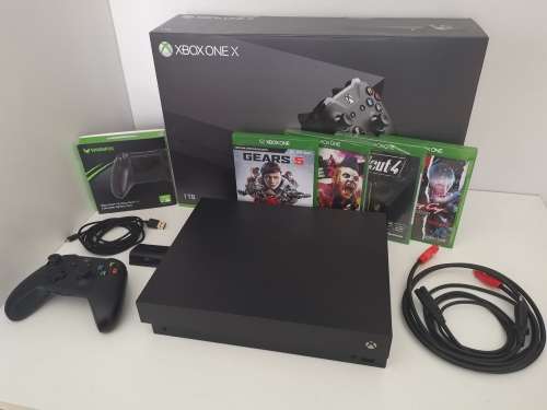 Xbox One X Console Bundle (Console + 4 Games and Controller Battery Pack)
