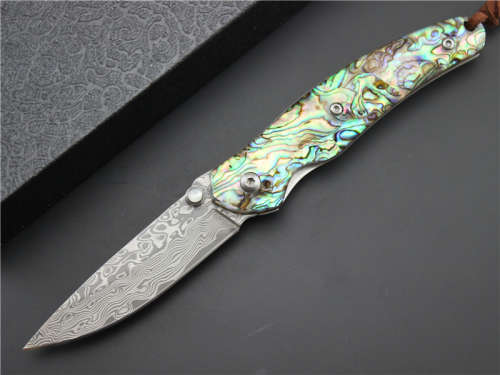 DAMASCUS Hand made Folding knife, a must for any knife collector, AWESOME Gift !! 2 Available.