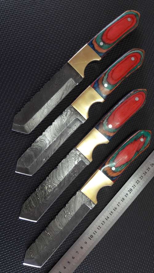 DAMASCUS Hand made TANTO, 4 Avail, BID PER TANTO , AWESOME Gift,Leather Sheath incl