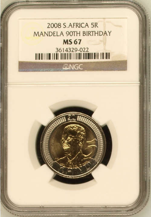 Mandela NGC Graded MS67 90th Birthday R5 High Grade !! 5 available