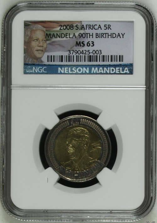 Mandela MS63 NGC Graded 90th Birthday R5, complete your set