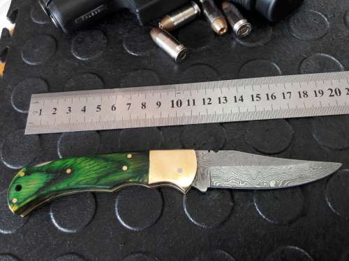 Handmade DAMASCUS  Folding Knife. Please study pictures for detail. Crazy R1 start, No reserve.