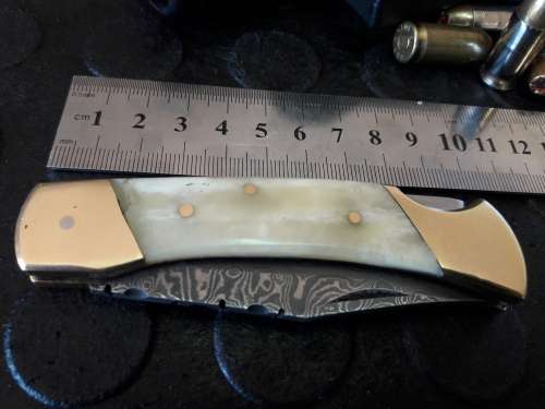 Handmade DAMASCUS  Folding Knife. Please study pictures for detail. Crazy R1 start, No reserve.