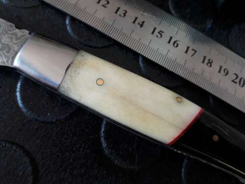 Handmade DAMASCUS  Folding Knife. Please study pictures for detail. Crazy R1 start, No reserve.