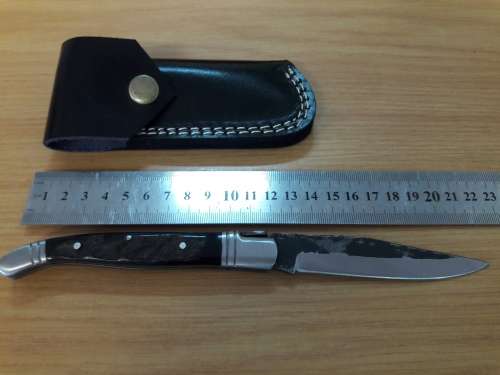 HANDMADE Black Ops, 1095 HIGH Carbon High quality steel folding knife with RAM HORN handle scales.