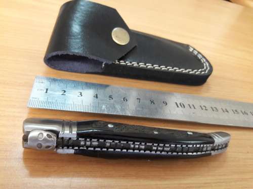 HANDMADE Black Ops, 1095 HIGH Carbon High quality steel folding knife with RAM HORN handle scales.