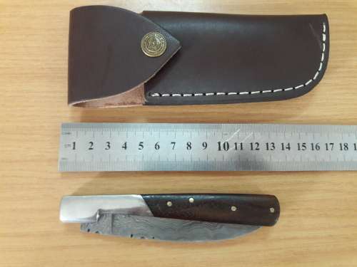 Handmade DAMASCUS  Folding Knife with wooden handle scales, Crazy R1 start, No reserve.
