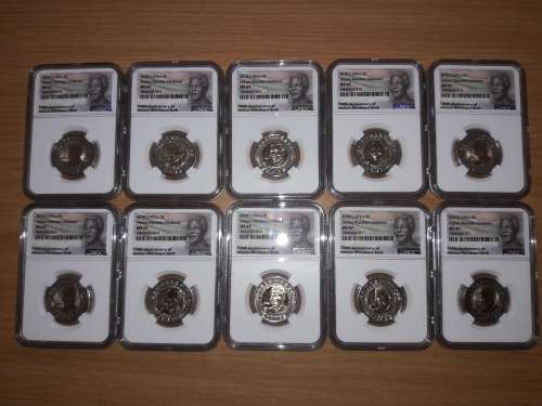 Mandela 2018 Centenary NGC Graded MS67 R5 coins, 10 available, BID PER COIN.