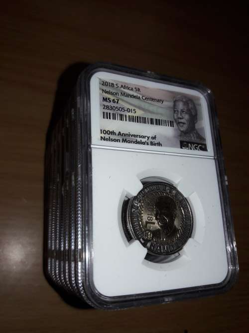 Mandela 2018 Centenary NGC Graded MS67 R5 coins, 10 available, BID PER COIN.