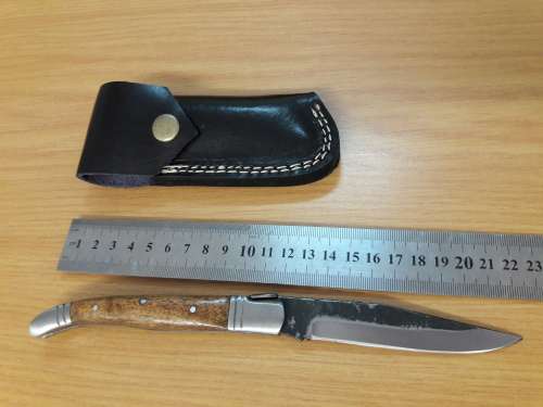 HANDMADE Black Ops, 1095 HIGH Carbon High quality steel folding knife with WOODEN handle scales.