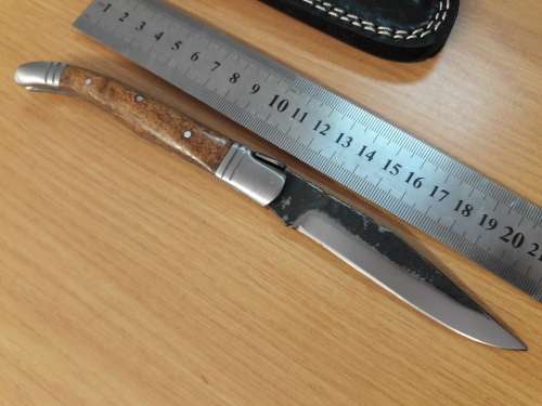 HANDMADE Black Ops, 1095 HIGH Carbon High quality steel folding knife with WOODEN handle scales.