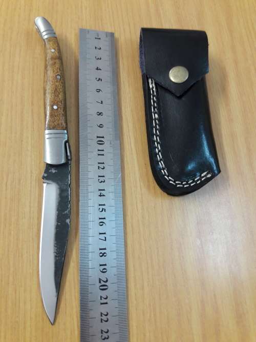 HANDMADE Black Ops, 1095 HIGH Carbon High quality steel folding knife with WOODEN handle scales.