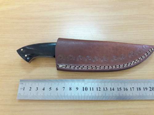 Handmade DAMASCUS Steel Knife, Bull horn and Camel Bone handle scales. NEW DESIGN !!!!