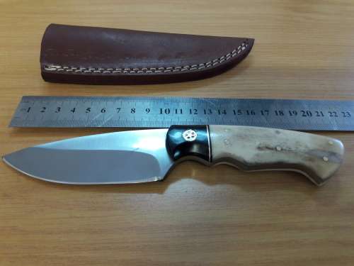 HANDMADE 420 J2 Stainless Steel Hunting knife with CAMEL BONE and BULL HORN handle