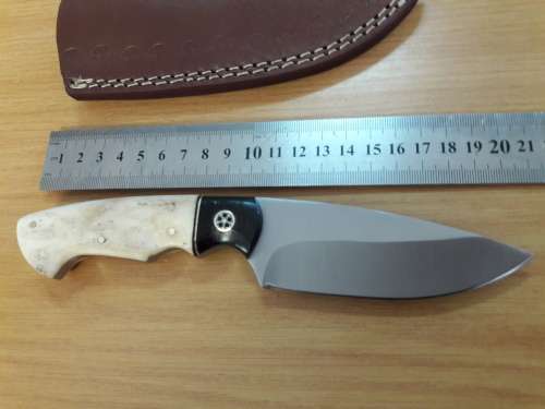 HANDMADE 420 J2 Stainless Steel Hunting knife with CAMEL BONE and BULL HORN handle